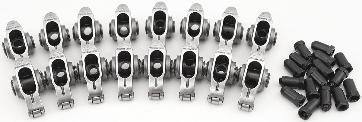 Aeroflow Ford Cleveland Stainless Steel Roller Rocker Set 7/16" Stud Mount, 1.73 Ratio, Set of 16