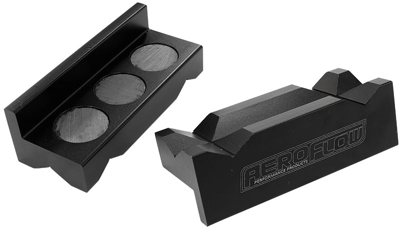 Aeroflow Billet Aluminium Magnetic Vice Jaws - Black Sold as a Pair of Jaws
