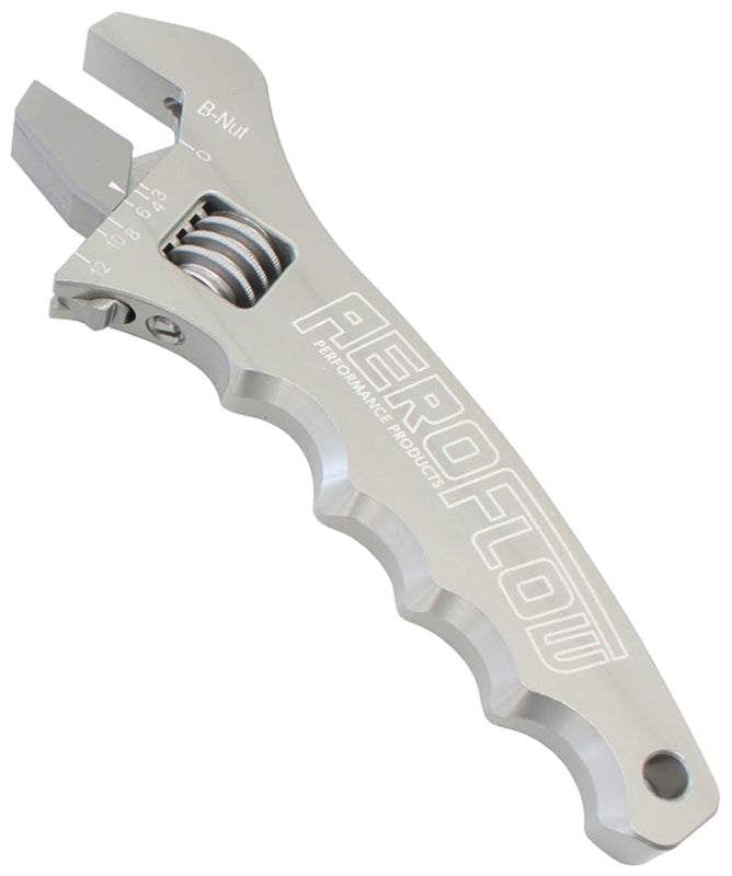 Aeroflow Aluminium Adjustable Grip Spanner - Silver Finish Suits sizes -3AN to -12AN