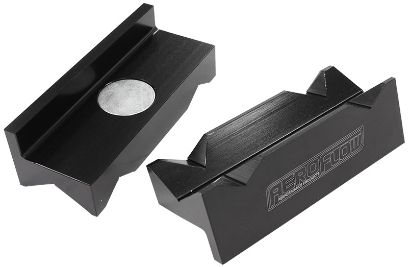Aeroflow Billet Aluminium Magnetic Vice Jaws - Black Suits -16 to -20AN fittings