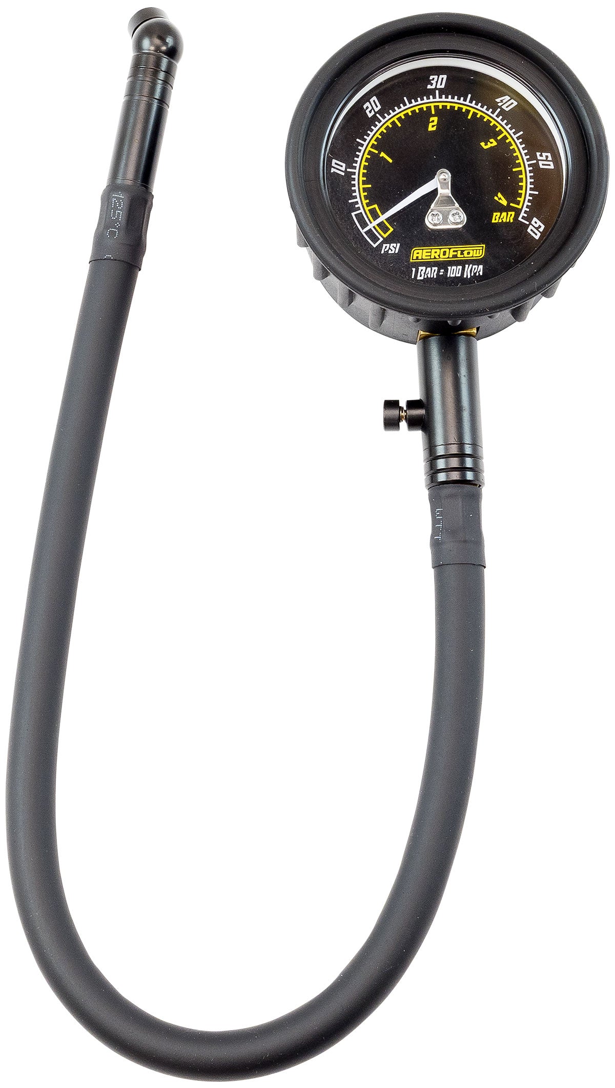Aeroflow Tyre Pressure Gauge 0-60PSI Analogue Black Face Dial
