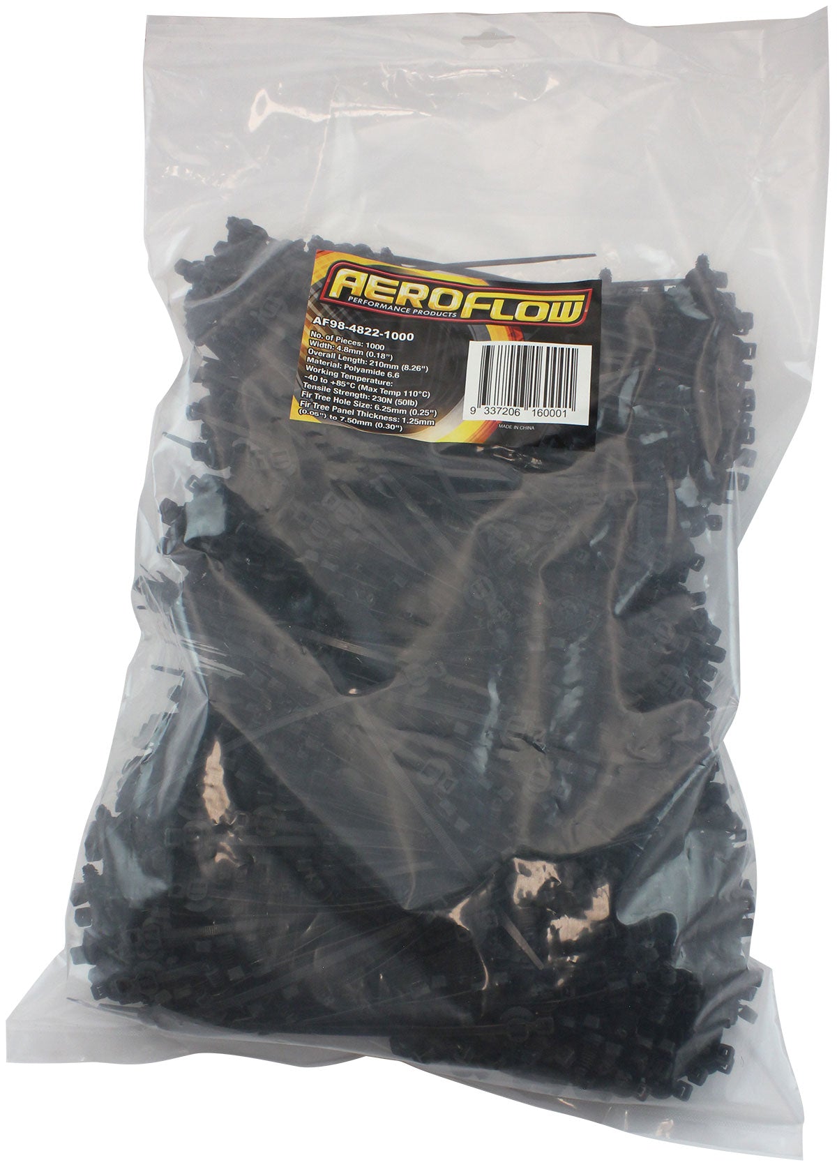Two Piece Fir Tree Cable Ties 4.8mm Wide x 200mm Long - 1000 Pack Nylon 66 Material, Black Colour
