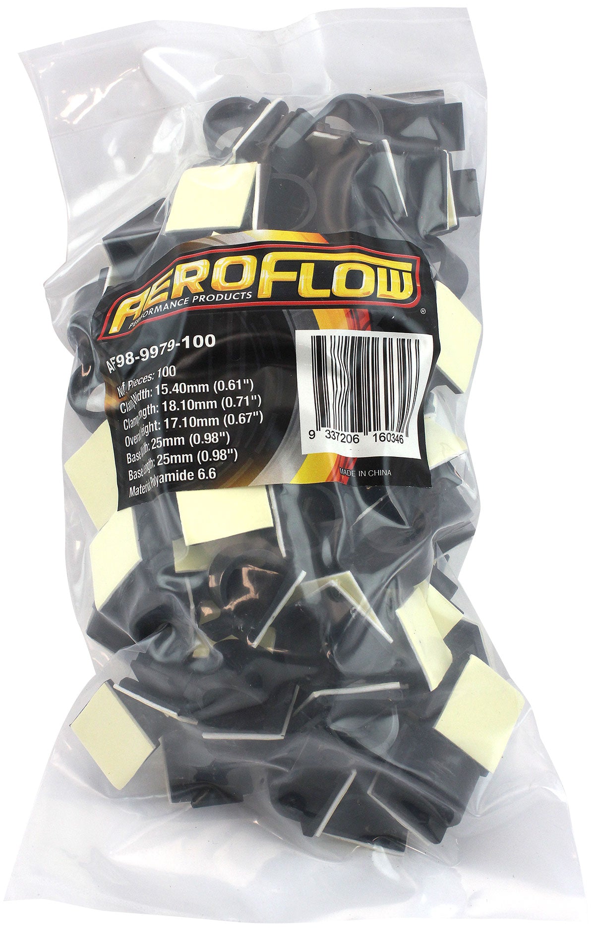 Adhesive Cable Mount to Suit 16mm Bundle- 100 Pack Nylon 66 Material, Black Colour
