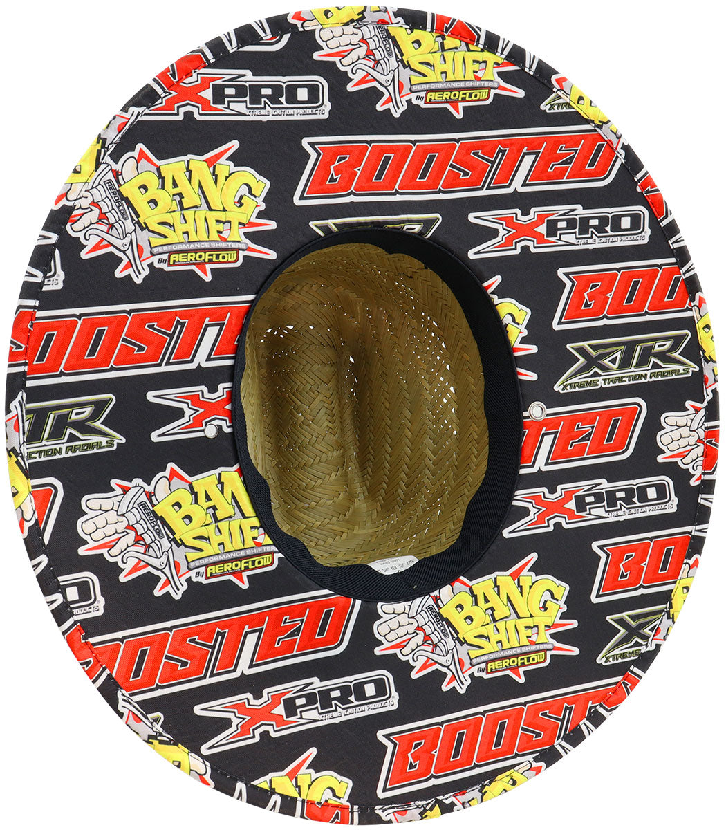 Aeroflow Straw Hat with Draw String Cord Aeroflow Logo on Front with Boosted, Xpro and XTR Underneath