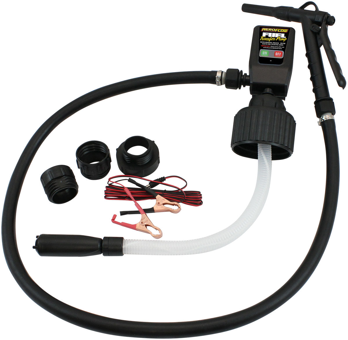 Aeroflow Battery Operated Fluid Transfer Pump  Suits 20L Jug. Manual Trigger Nozzle. 9 L/min Max Flow Rate