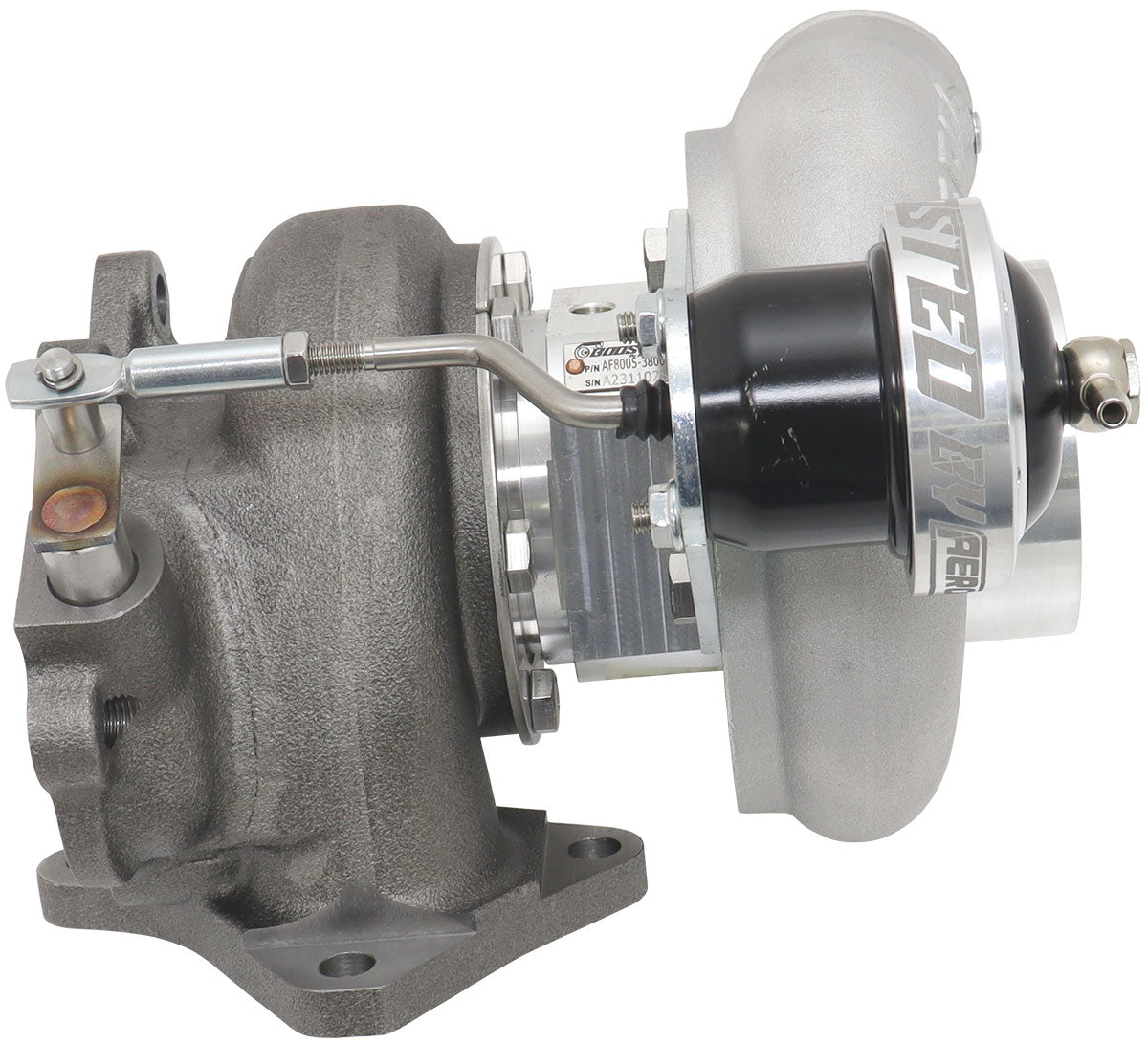 BOOSTED 5856 Subaru WRX 2002-2007 & STI 2004-2021 Bolt On Internal Wastegate Turbocharger 550HP, Natural Cast Finish   Subaru 3-Bolt Inlet Flange, Subaru 5-Bolt Exhaust Flange