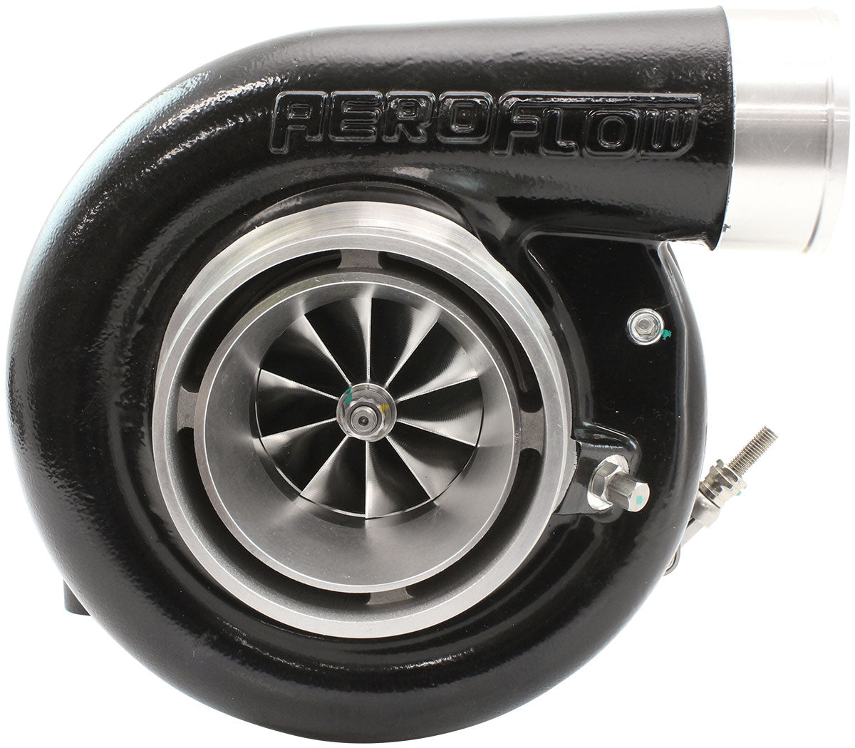 Aeroflow BOOSTED 6270 T4 0.85 Turbocharger 900HP, Black Finish  External Wastegate, T4 Inlet Flange, V-Band Exhaust Flange