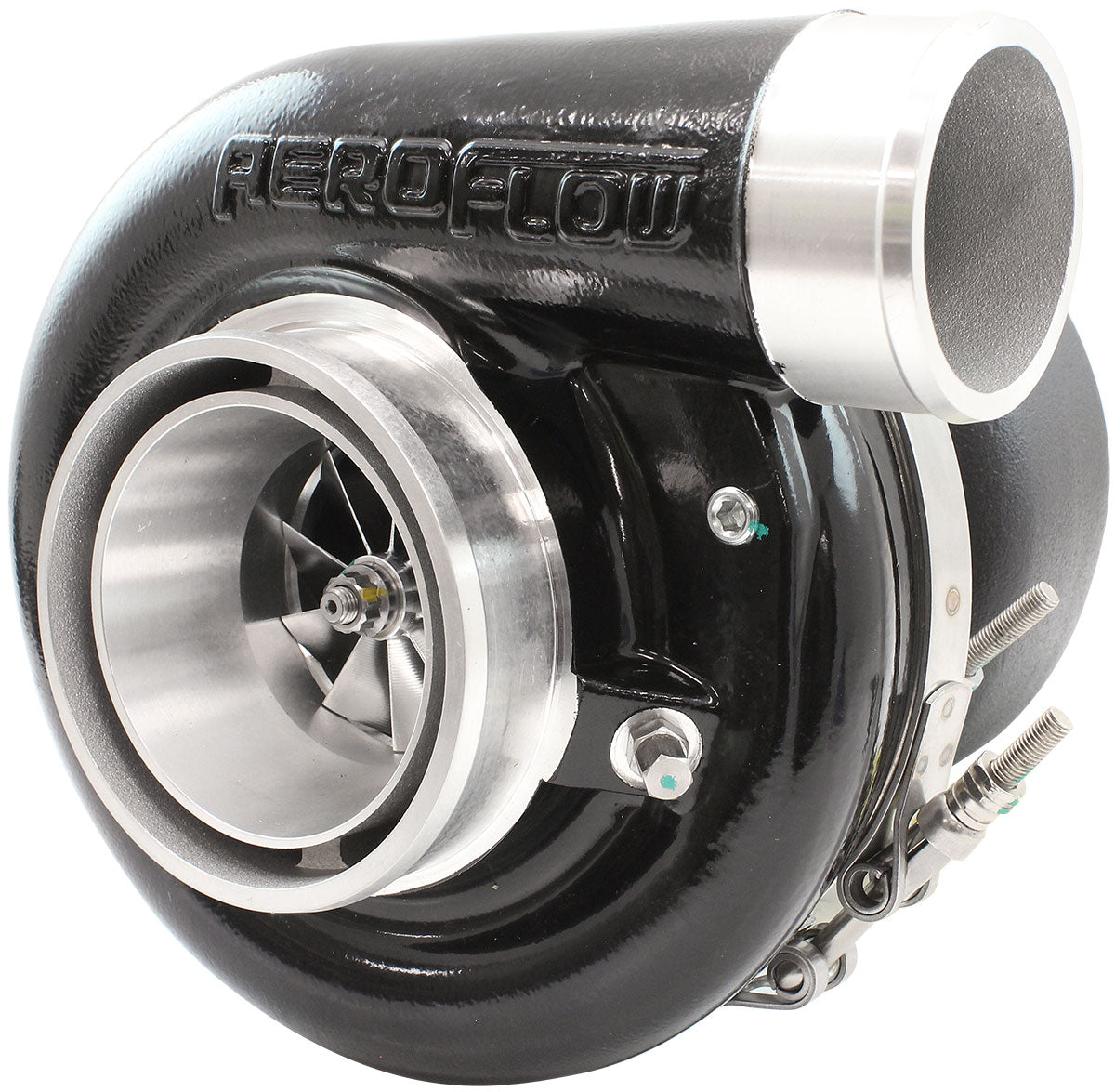 Aeroflow BOOSTED 6270 T4 0.85 Turbocharger 900HP, Black Finish  External Wastegate, T4 Inlet Flange, V-Band Exhaust Flange