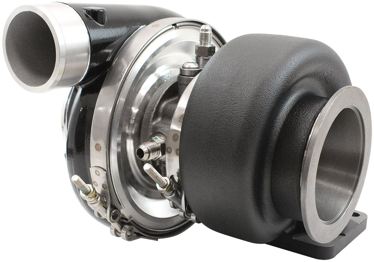 Aeroflow BOOSTED 6270 T4 0.85 Turbocharger 900HP, Black Finish  External Wastegate, T4 Inlet Flange, V-Band Exhaust Flange