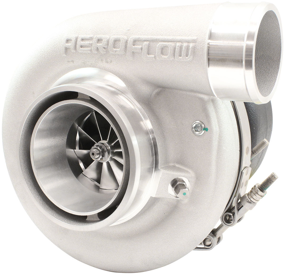Aeroflow BOOSTED 6270 T4 0.95 Turbocharger 900HP, Natural Cast Finish  External Wastegate, T4 Inlet Flange, V-Band Exhaust Flange