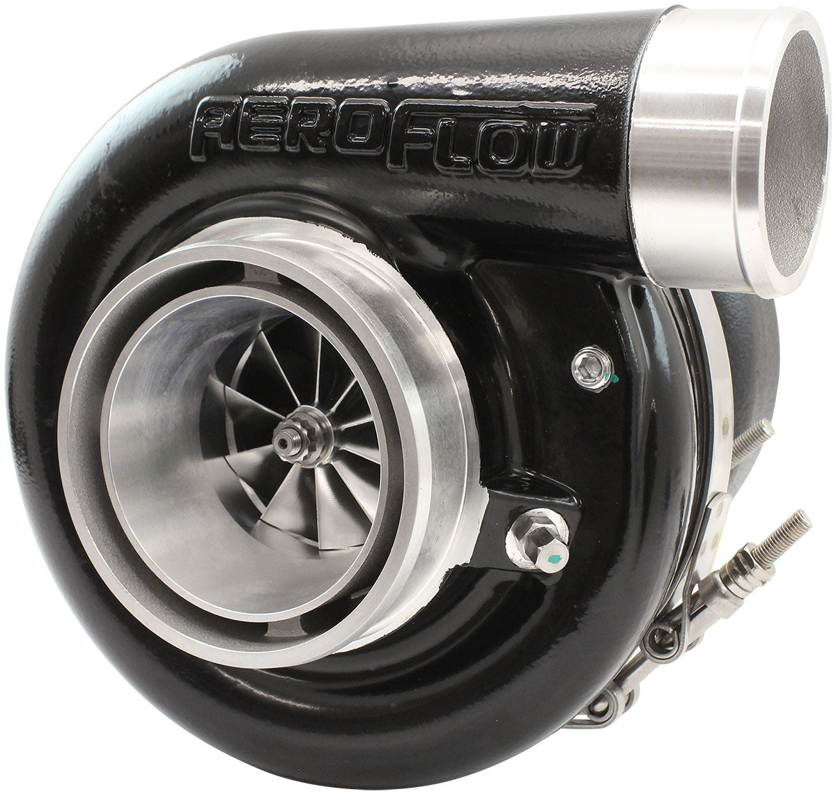 Aeroflow BOOSTED 6270 V-Band 0.85 Turbocharger 900HP, Black Finish  External Wastegate, V-Band Inlet Flange, V-Band Exhaust Flange
