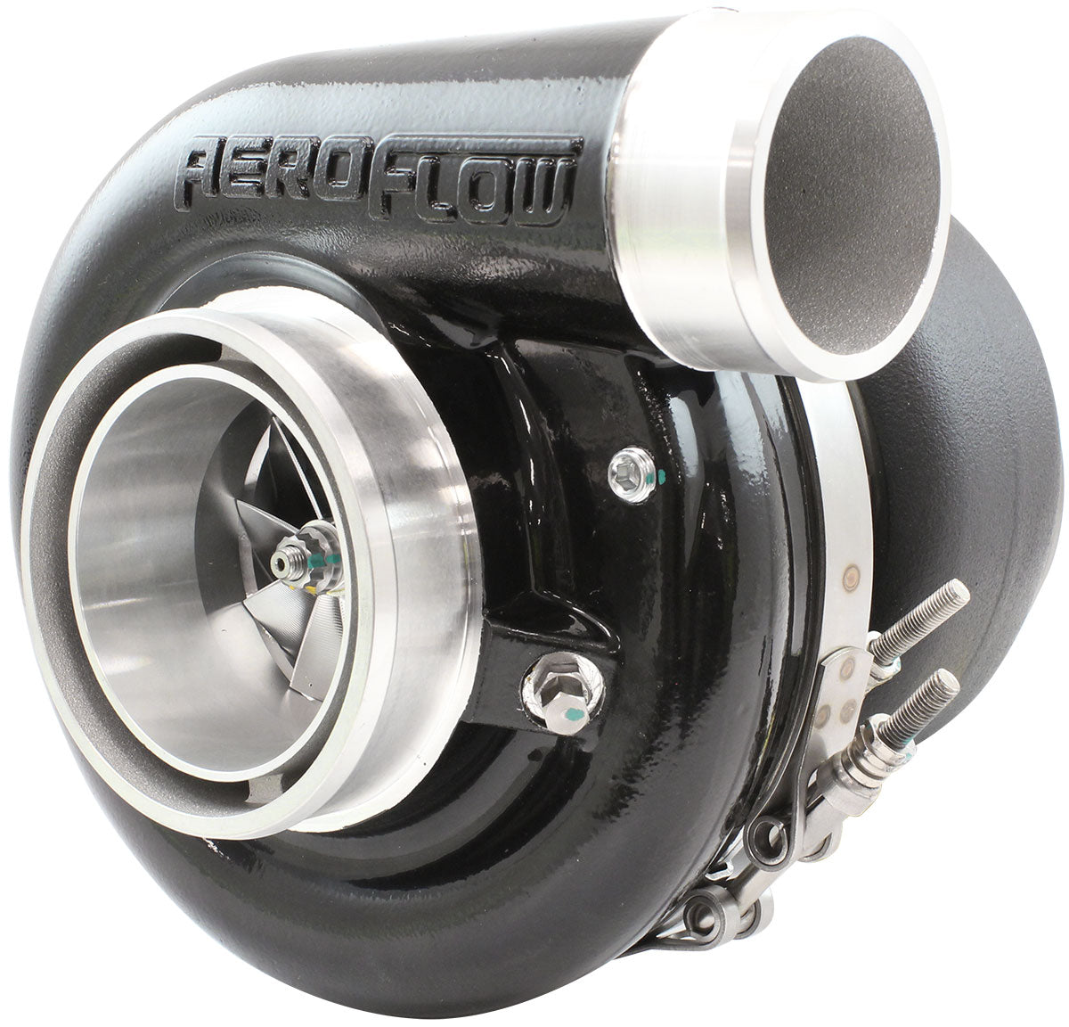 Aeroflow BOOSTED 7170 T4 0.85 Turbocharger 1150HP, Black Finish  External Wastegate, T4 Dual Inlet Flange, V-Band Exhaust Flange