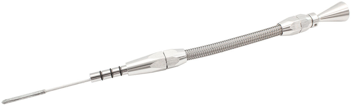 Aeroflow Nissan RB Engine Dipstick - Silver Finish   Stainless Steel Flexible Dipstick