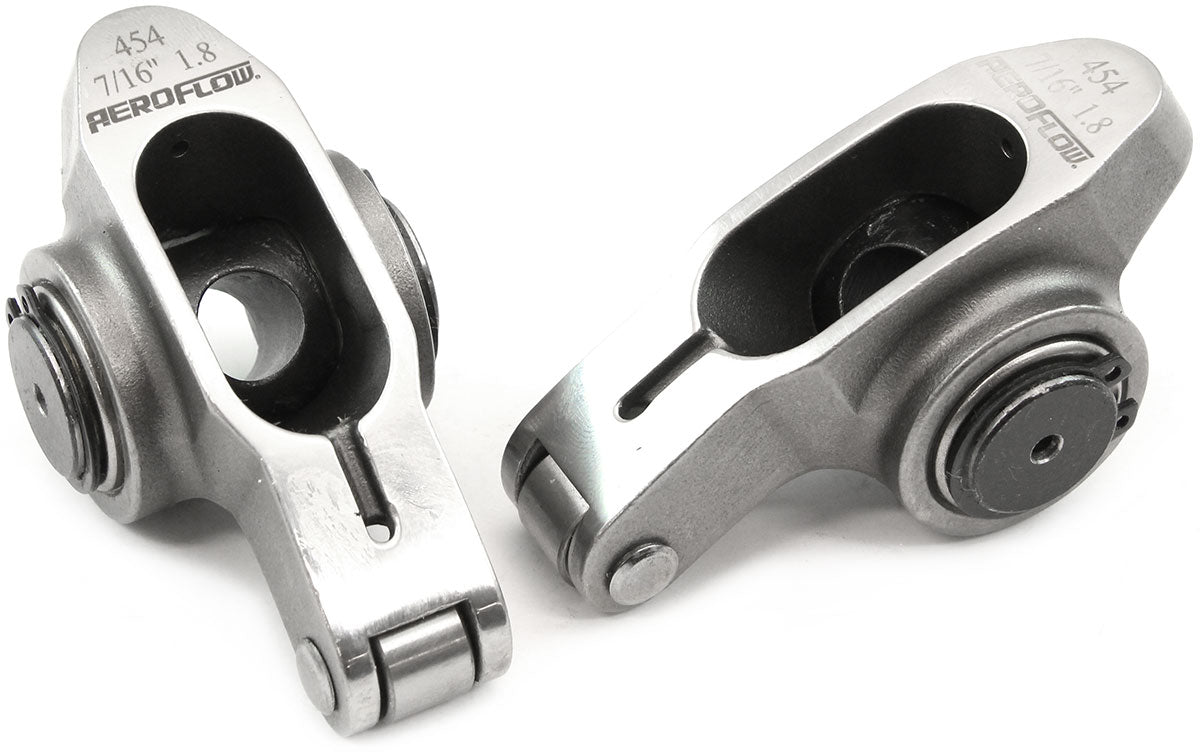 Aeroflow Big Block Chev Stainless Steel Roller Rocker Set  7/16" Stud Mount, 1.80 Ratio, Set of 2