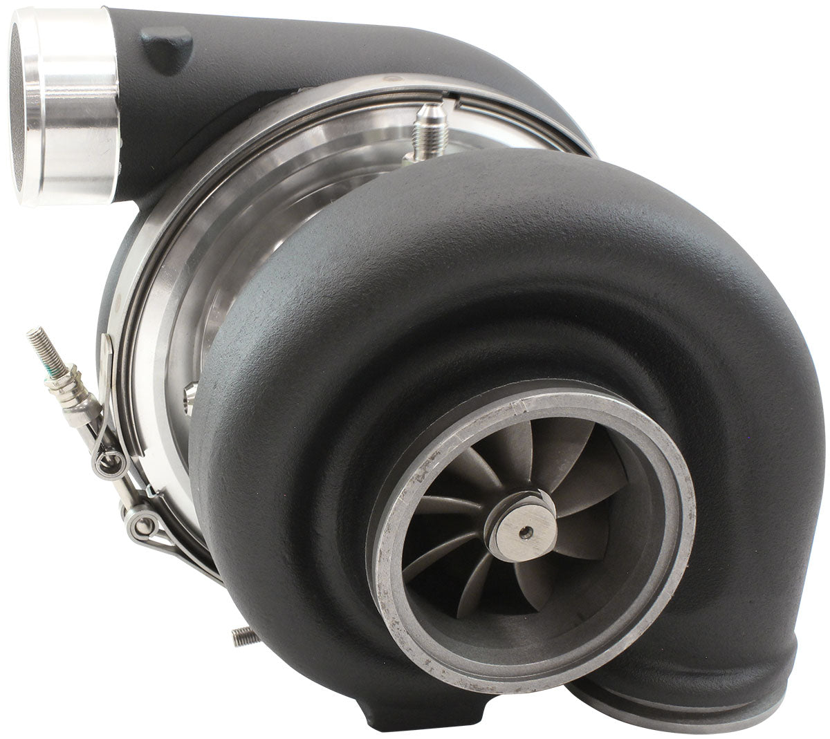 BOOSTED 7170 Conversion V-Band 0.85 Turbocharger 1150HP, Hi Temp Black Finish   External Wastegate, Conversion V-Band Inlet Flange, Conversion V-Band Exhaust Flange