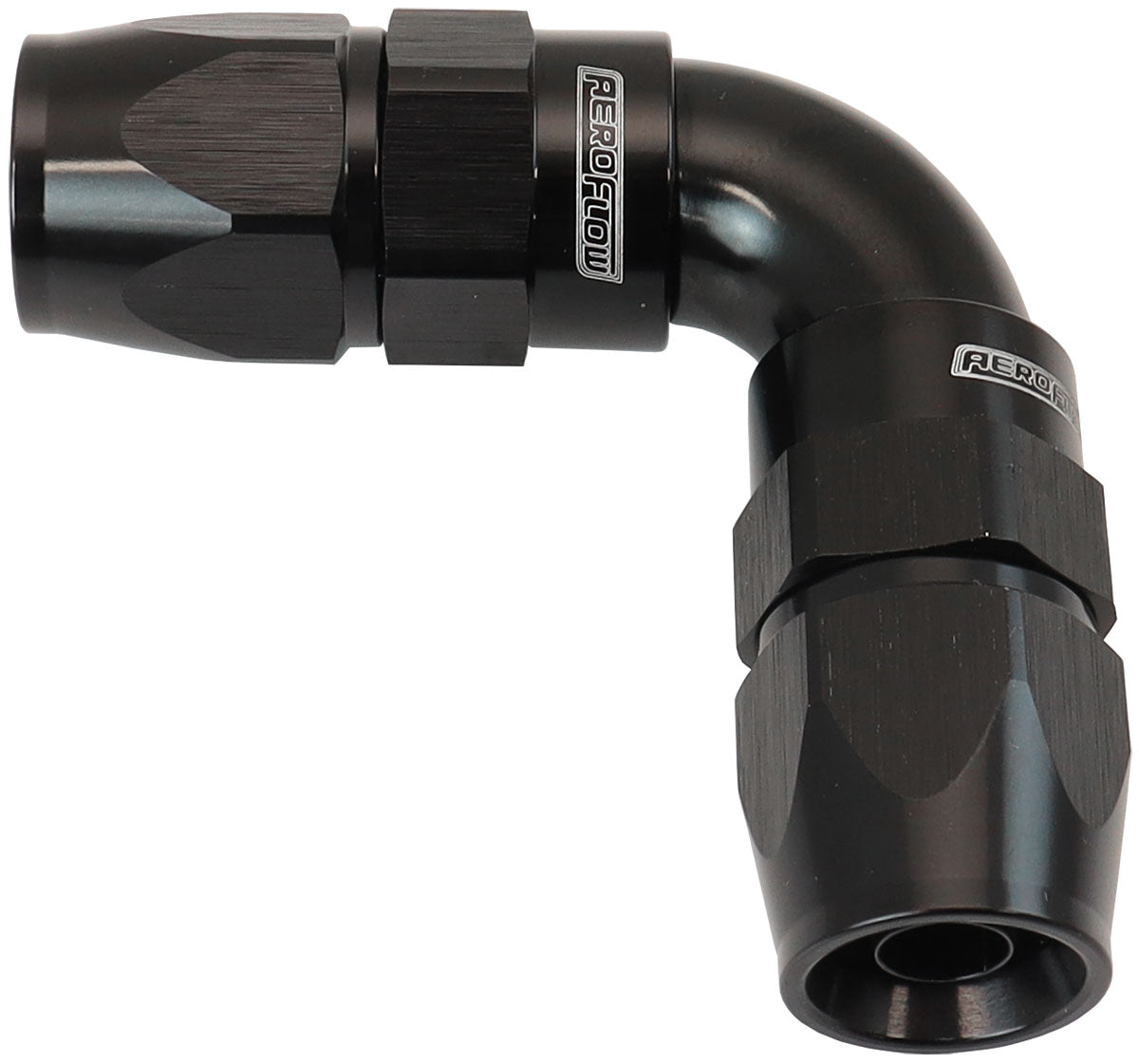 590 Series PTFE 90Â° Dual Hose Ends -6AN   Black Finish. Suits 200 & 250 Series Hose