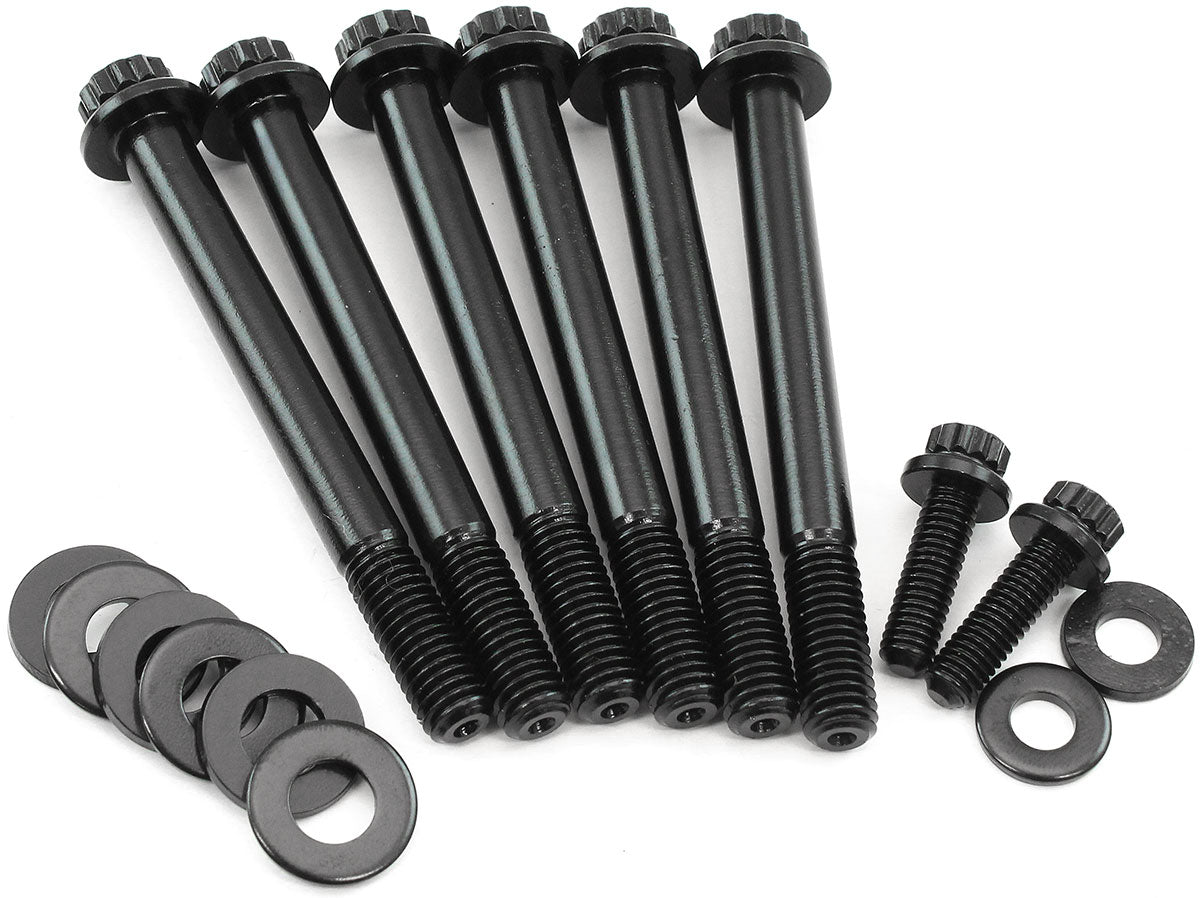 Aeroflow GM LS Water Pump & Thermostat Housing Bolt Kit - Black Finish   12 Point Head and 8740 Grade Material
