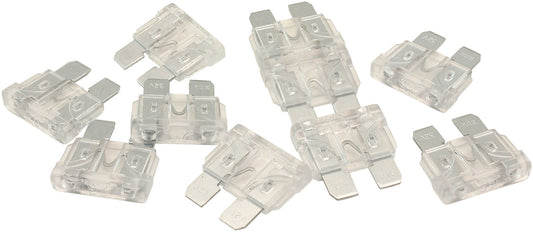 Aeroflow 25 AMP Standard Blade Fuses â€“ 10 Pack  Clear Body Colour