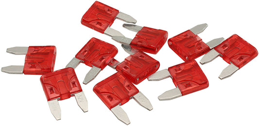 Aeroflow 10 AMP Mini Blade Fuses â€“ 10 Pack  Red Body Colour