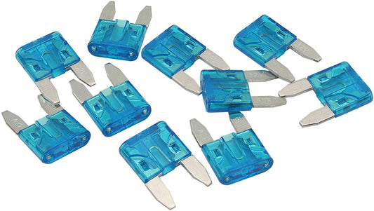 Aeroflow 15 AMP Mini Blade Fuses â€“ 10 Pack  Blue Body Colour
