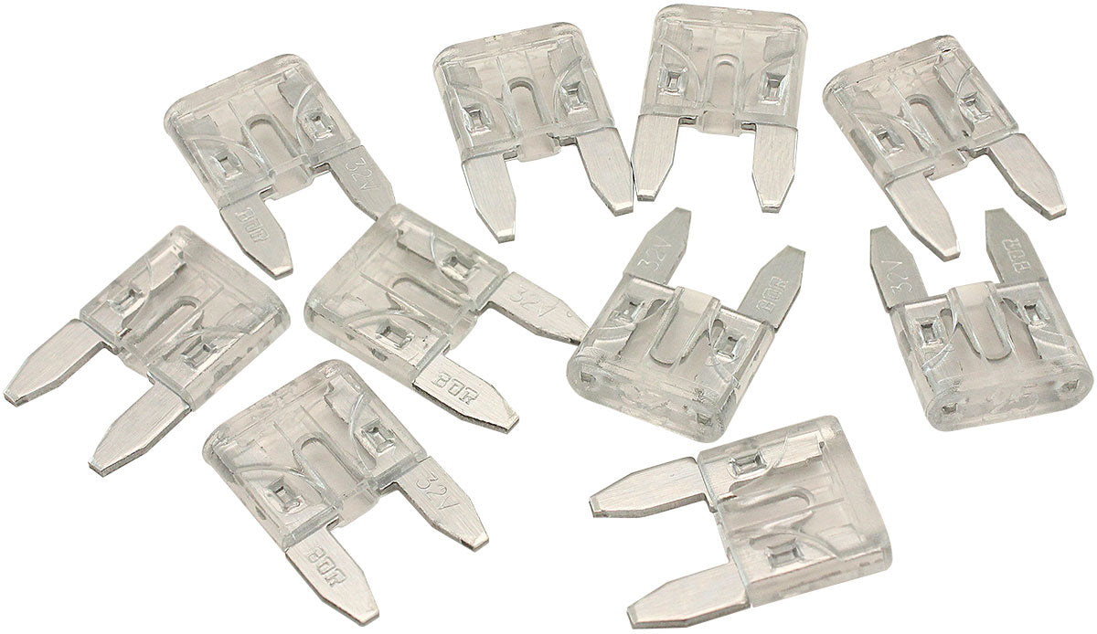 Aeroflow 25 AMP Mini Blade Fuses â€“ 10 Pack  Clear Body Colour