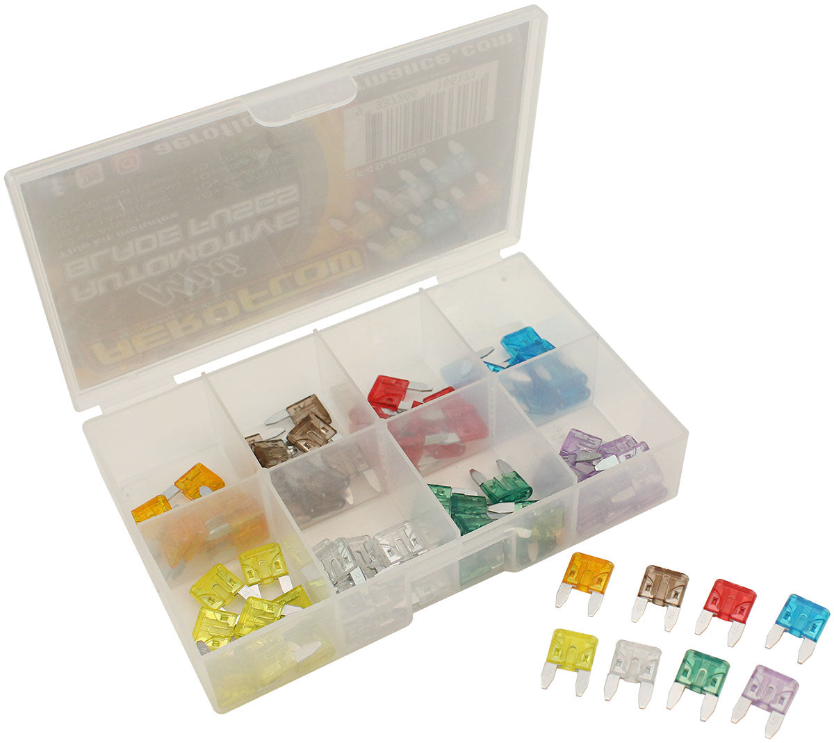 Aeroflow Bulk Multi Pack Mini Blade Fuses â€“ 80 Pieces  10 of Each 5 AMP up to 35 AMP Fuses Included