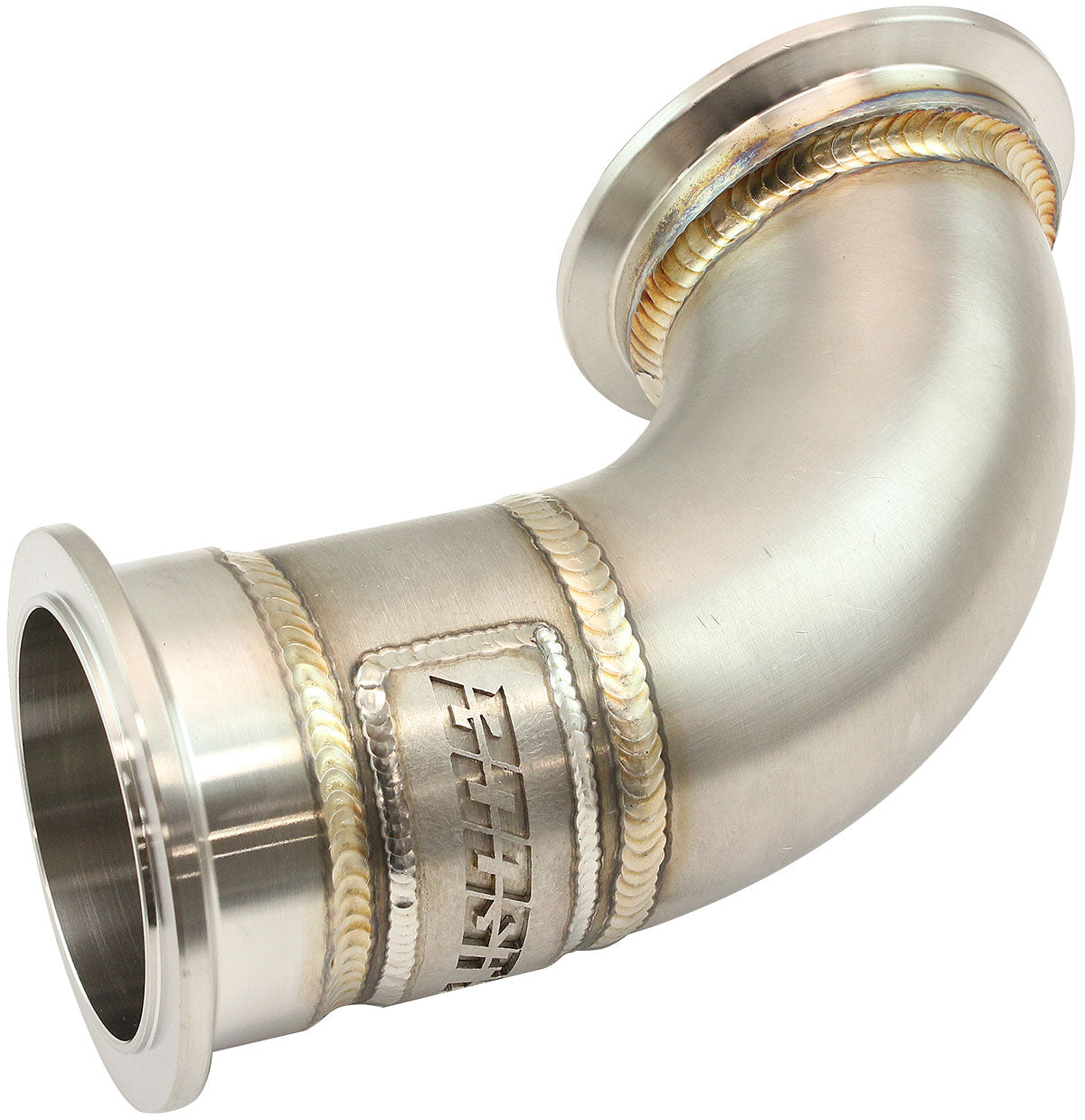 Aeroflow GM LS Twin Turbo Short Turn Up Adapter Stainless Steel Manifold  2.5" V-Band and AF8080-1016 Flange, Sold Individually