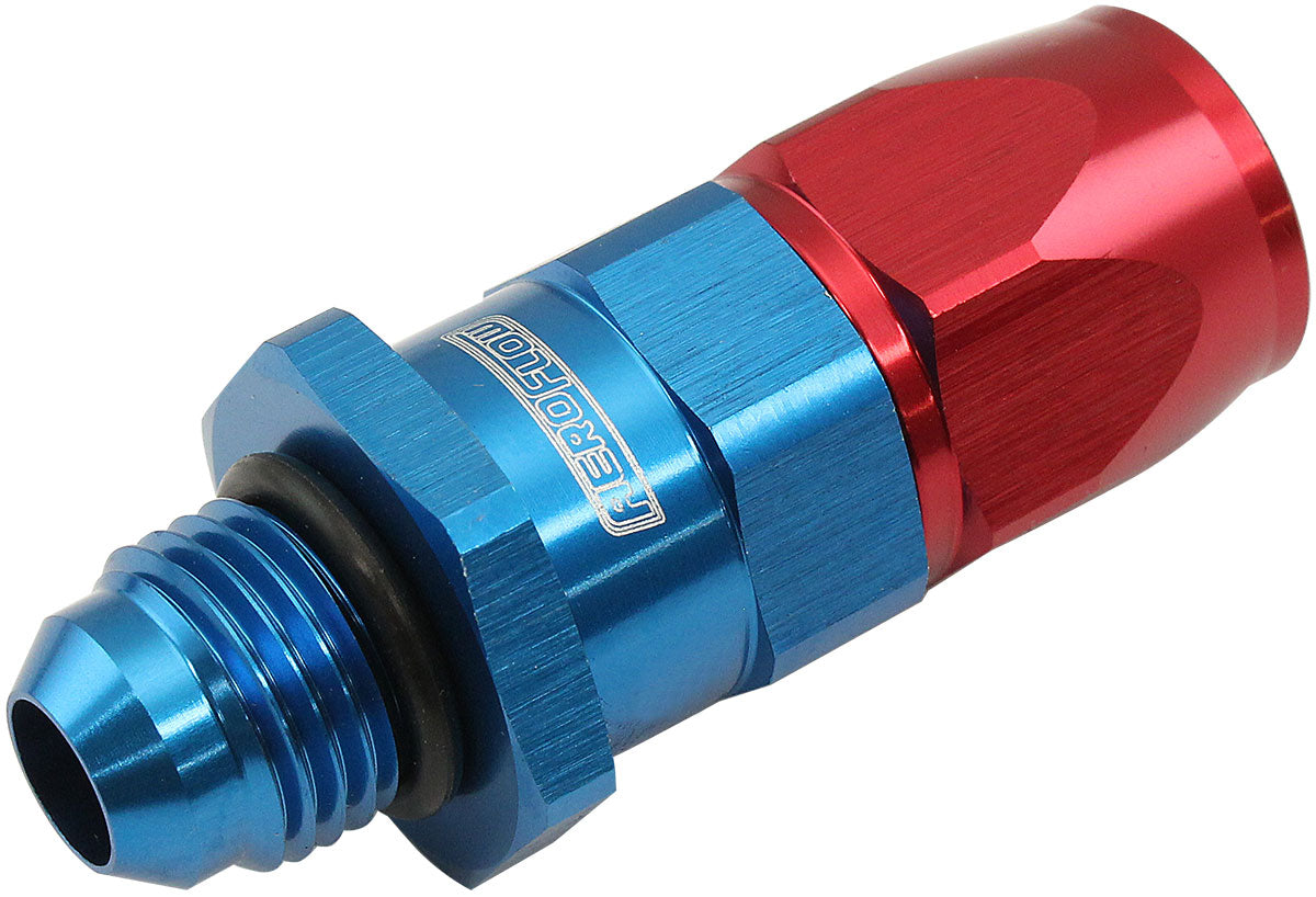 Aeroflow Male AN Swivel Straight Hose End -6AN to -6AN PTFE (Teflon®) Hose End  Blue/Red Finish