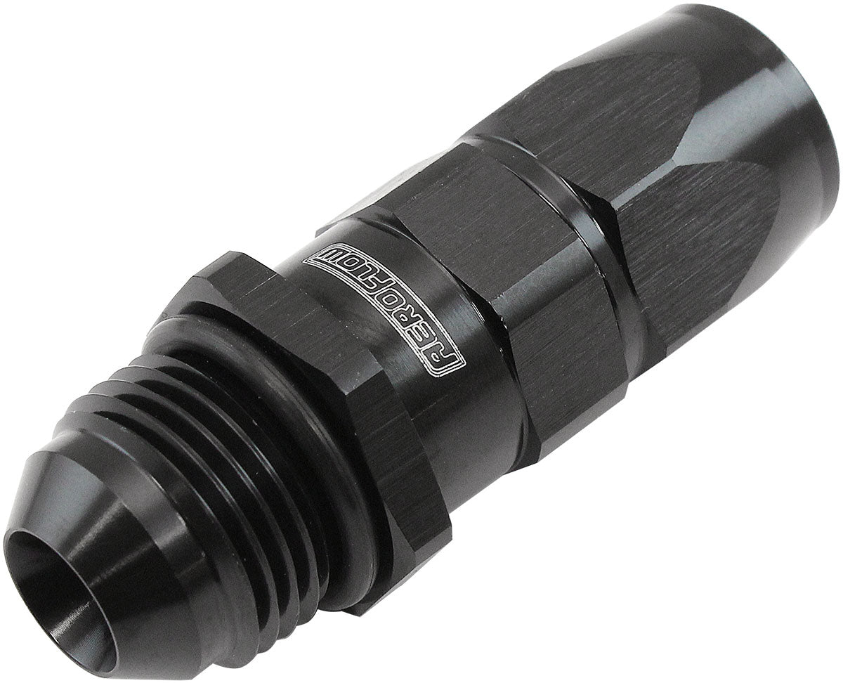 Aeroflow Male AN Swivel Straight Hose End -8AN to -6AN PTFE (Teflon®) Hose End  Black Finish