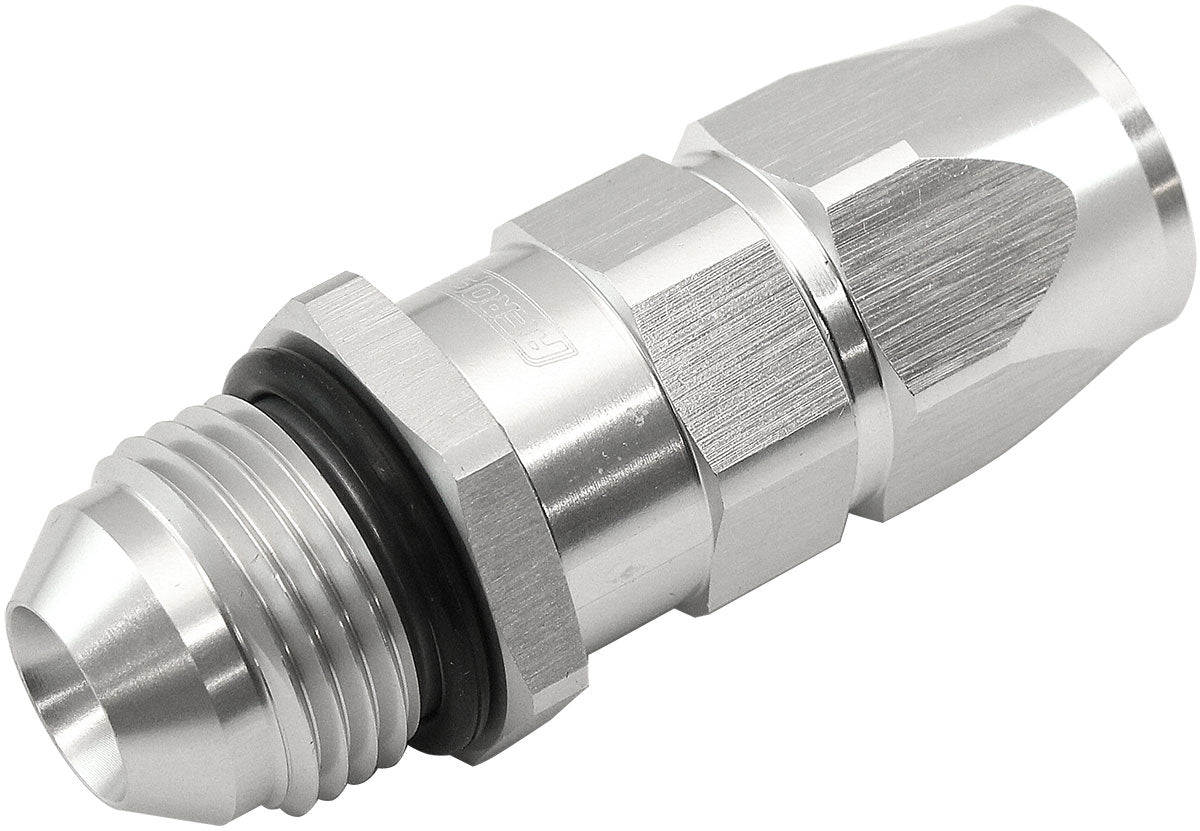 Aeroflow Male AN Swivel Straight Hose End -8AN to -6AN PTFE (Teflon®) Hose End  Silver Finish