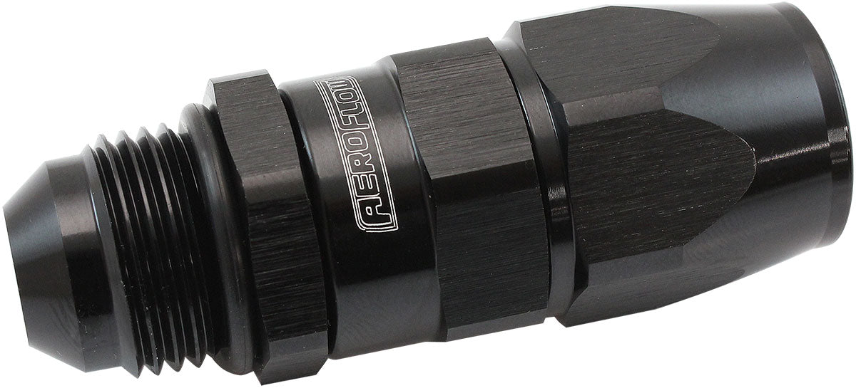 Aeroflow Male ORB Taper Swivel Straight Hose End -8 ORB to -8AN  Black Finish. Suit 200 & 250 Series Hose