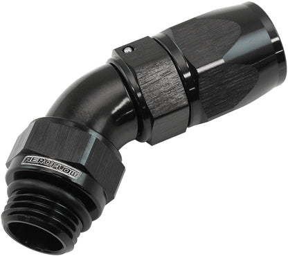 Aeroflow ORB Taper Swivel 45° Hose End -6 ORB to -6AN  Black Finish. Suit 200 & 250 Series Hose