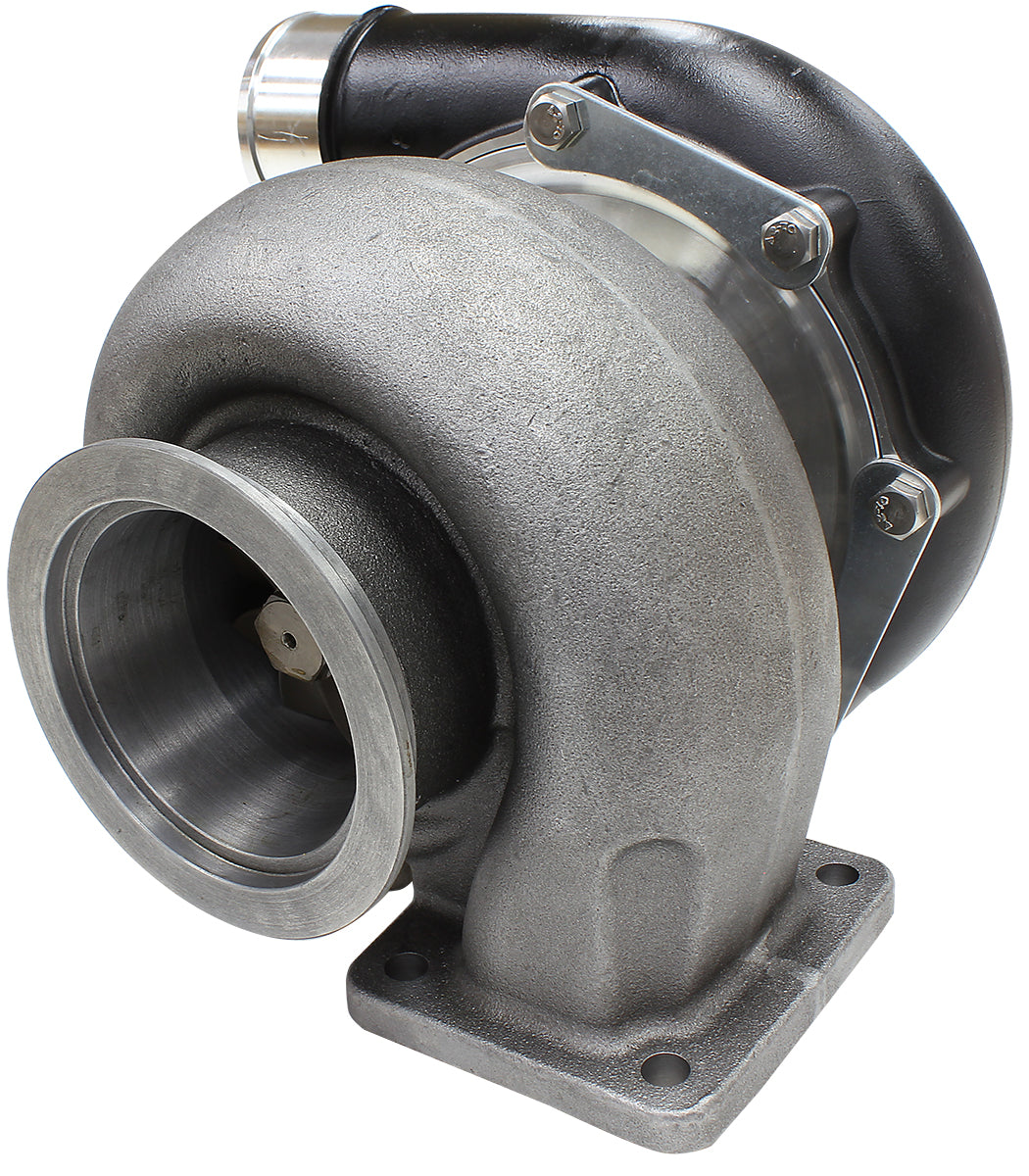 BOOSTED 7875 T4 1.25 Turbocharger 950HP, Hi Temp Black Finish   External Wastegate, T4 Inlet Flange, V-Band Exhaust Flange