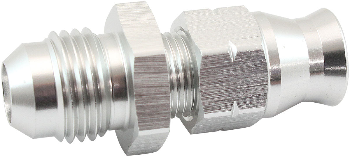 Tube to Male AN Adapter 1/4" to -6AN    Silver Finish.Suits Aeroflow, Moroso & Russell Tubing