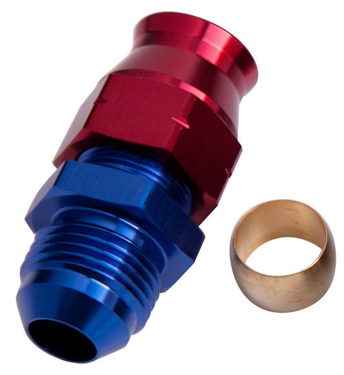 Tube to Male AN Adapter 3/8" to -6AN    Blue/Red Finish. Suits Aeroflow, Moroso & Russell Tubing