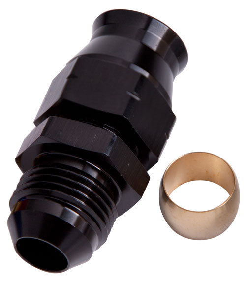 Tube to Male AN Adapter 5/8" to -10AN    Black Finish. Suits Aeroflow, Moroso & Russell Tubing
