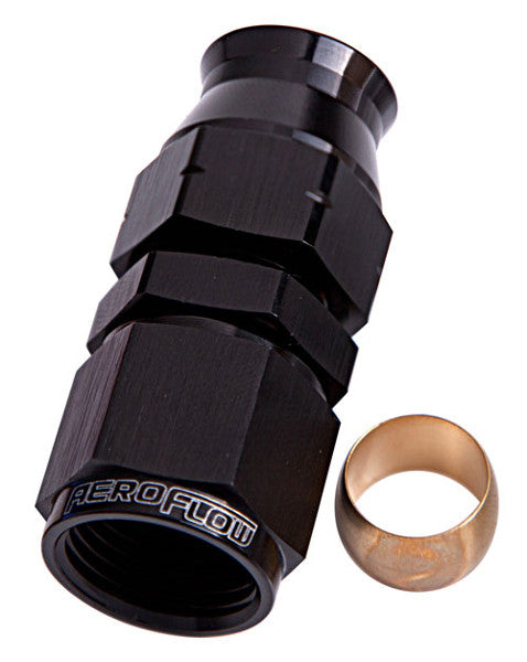 Tube to Female AN Adapter 1/4" to -4AN    Black Finish. Suits Aeroflow, Moroso & Russell Tubing