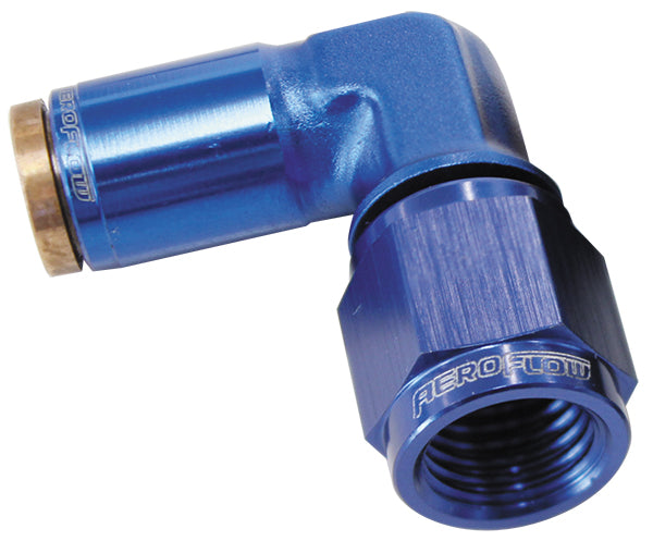 120 Series 90° -4AN to 1/4" Push to Connect Fitting  Blue Finish. Suits 120 Series Nylon Hose