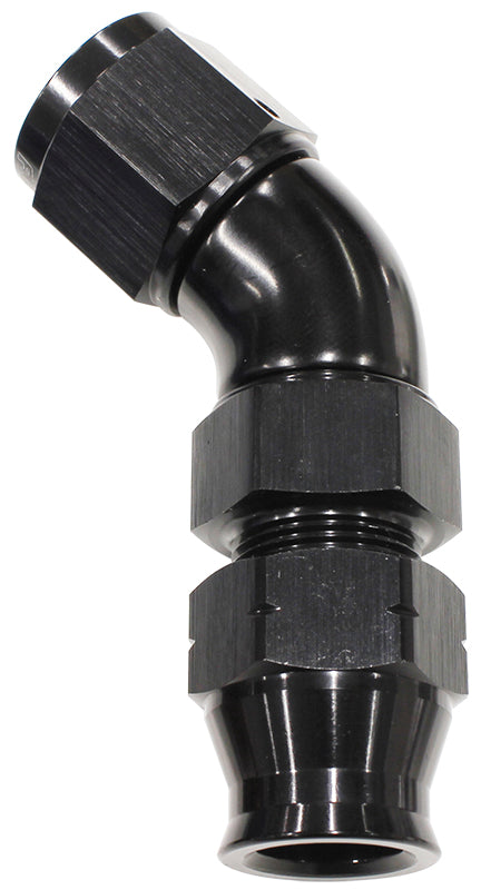 45Â° Tube to Female AN Adapter 3/8" to -6AN  Black Finish. Suits Aeroflow, Moroso & Russell Tubing