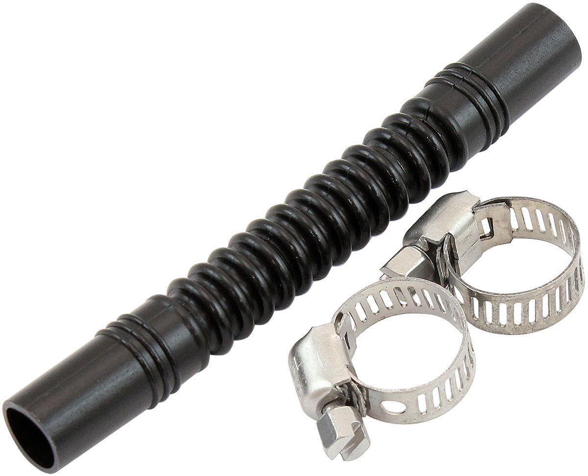 Aeroflow In-Tank 3/8" (10mm) Flexible Nylon Fuel Hose - 100mm Length  Corrugated Design, includes two stainless steel clamps