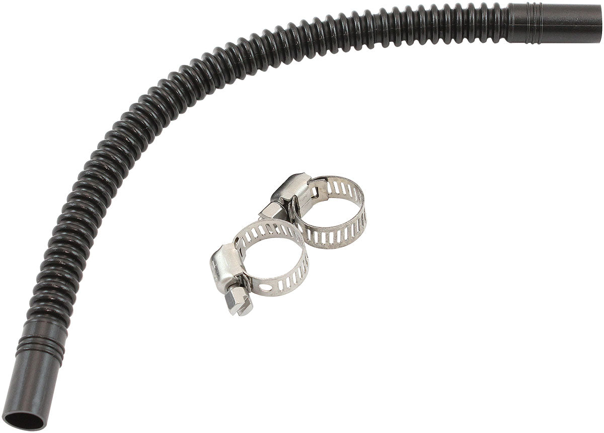 Aeroflow In-Tank 3/8" (10mm) Flexible Nylon Fuel Hose - 250mm Length  Corrugated Design, includes two stainless steel clamps