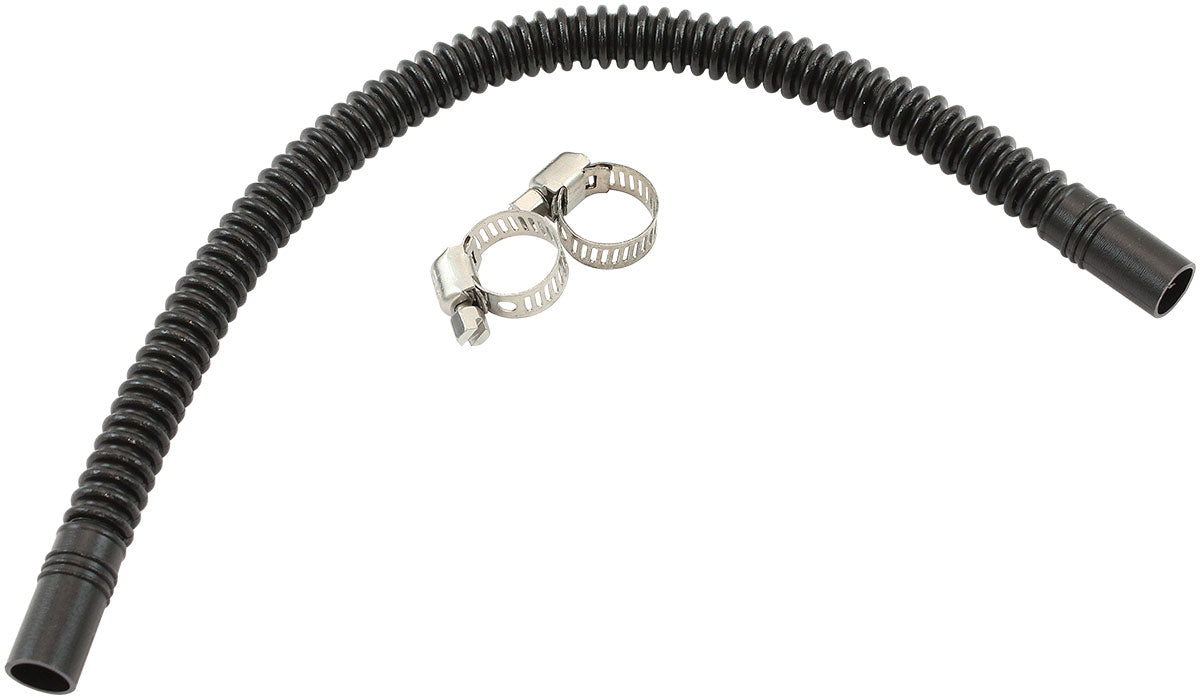 Aeroflow In-Tank 3/8" (10mm) Flexible Nylon Fuel Hose - 300mm Length  Corrugated Design, includes two stainless steel clamps