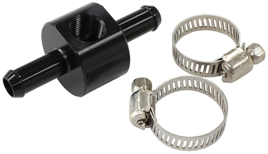 Inline 3/8" Barb Adapter with 1/8" Port   Black Finish