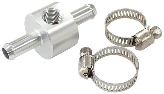 Inline 3/8" Barb Adapter with 1/8" Port   Silver Finish