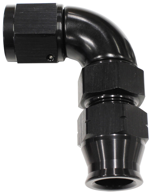 90° Tube to Female AN Adapter 5/16"to -6AN   Black Finish. Suits Aeroflow, Moroso & Russell Tubing