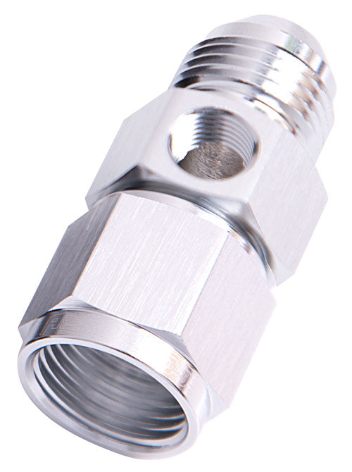 Straight Female to Male with 1/8" Port -6AN   Silver Finish