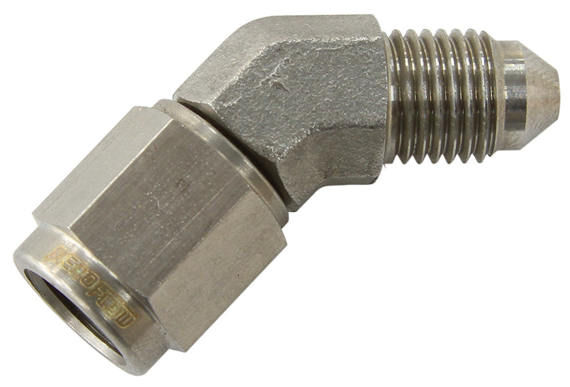 45° Female/Male Flare Swivel -4AN   Stainless Steel