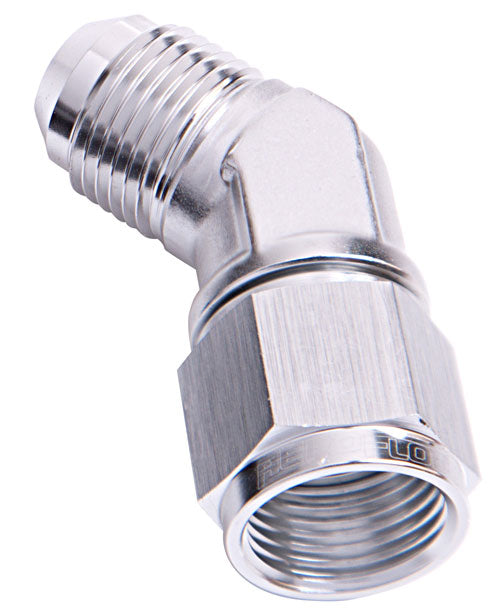 45Â° Female/Male Flare Swivel -6AN   Silver Finish
