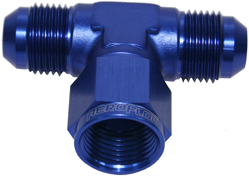AN Tee Female Swivel On Side -4AN   Blue Finish