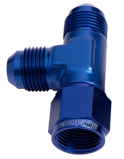 AN Tee Female Swivel On Run -6AN   Blue Finish